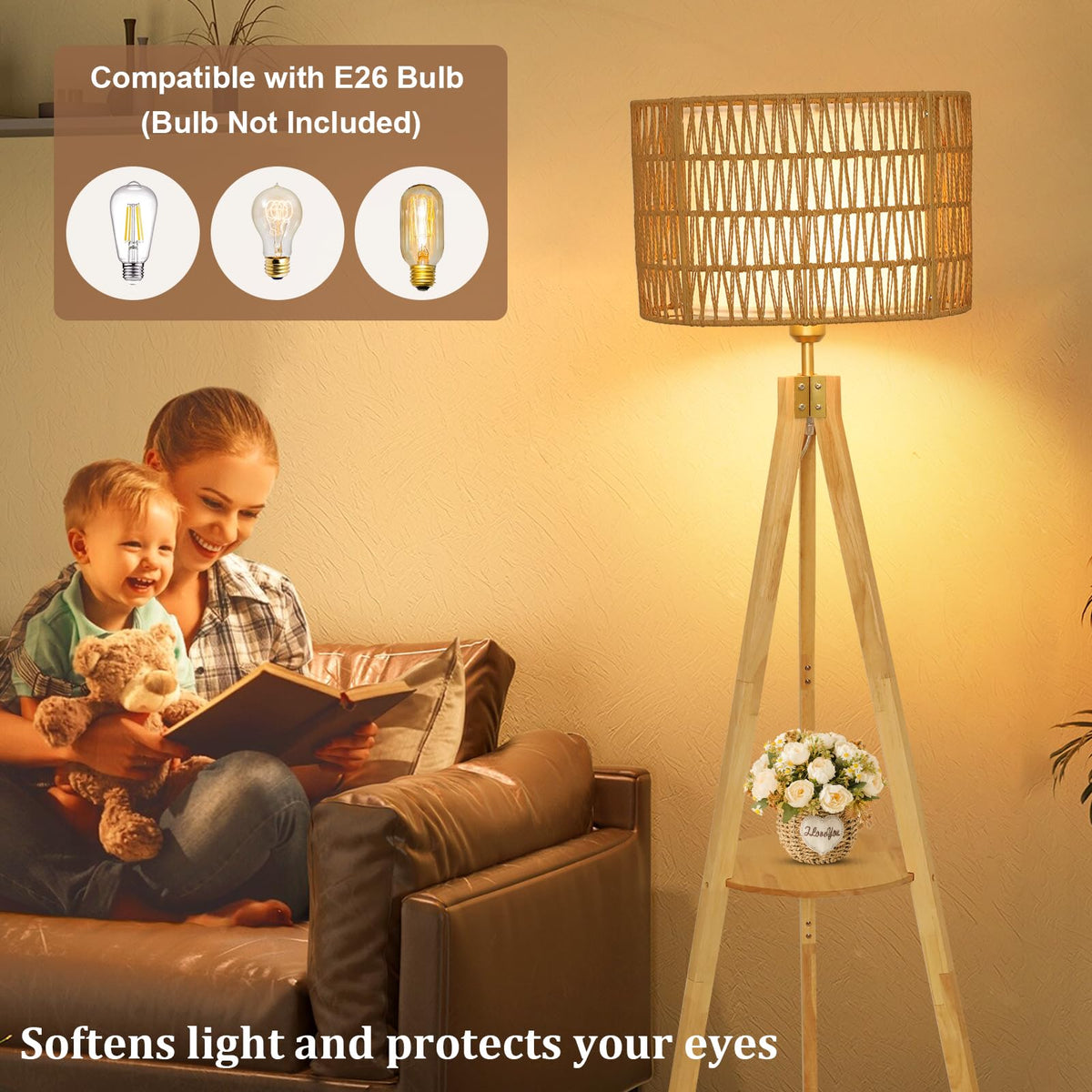 LAMSU 60W bulb compatibility enables warm or bright atmospheres