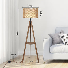 LAMSU mid-century tripod showcases walnut tones and natural texture.