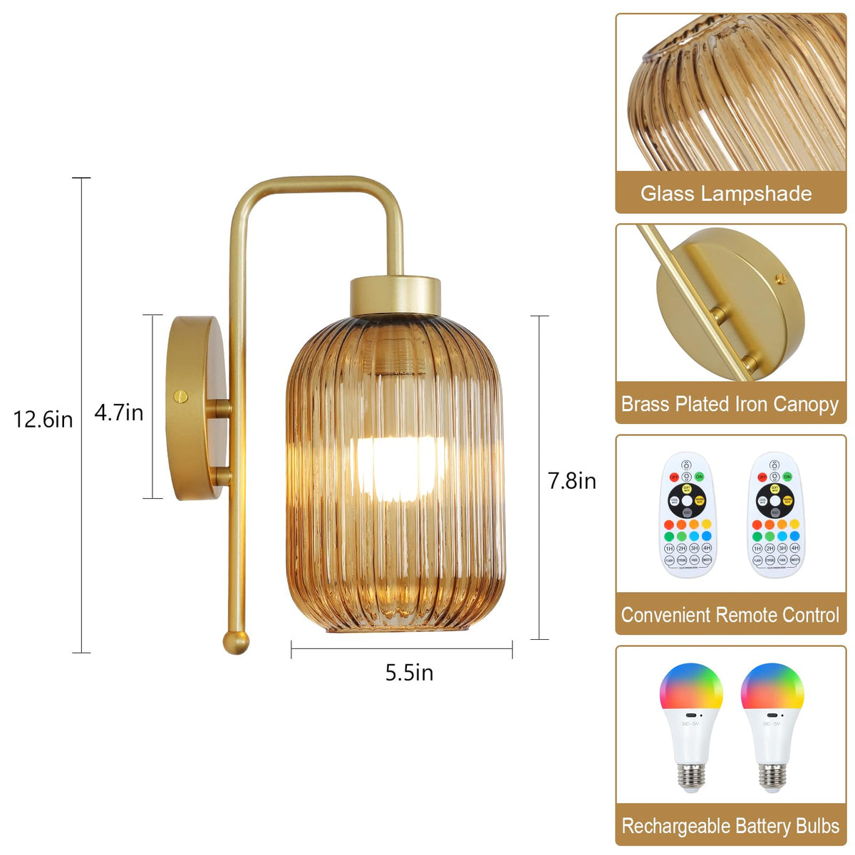 LAMSU rechargeable bulb sconce delivers long, cordless illumination.