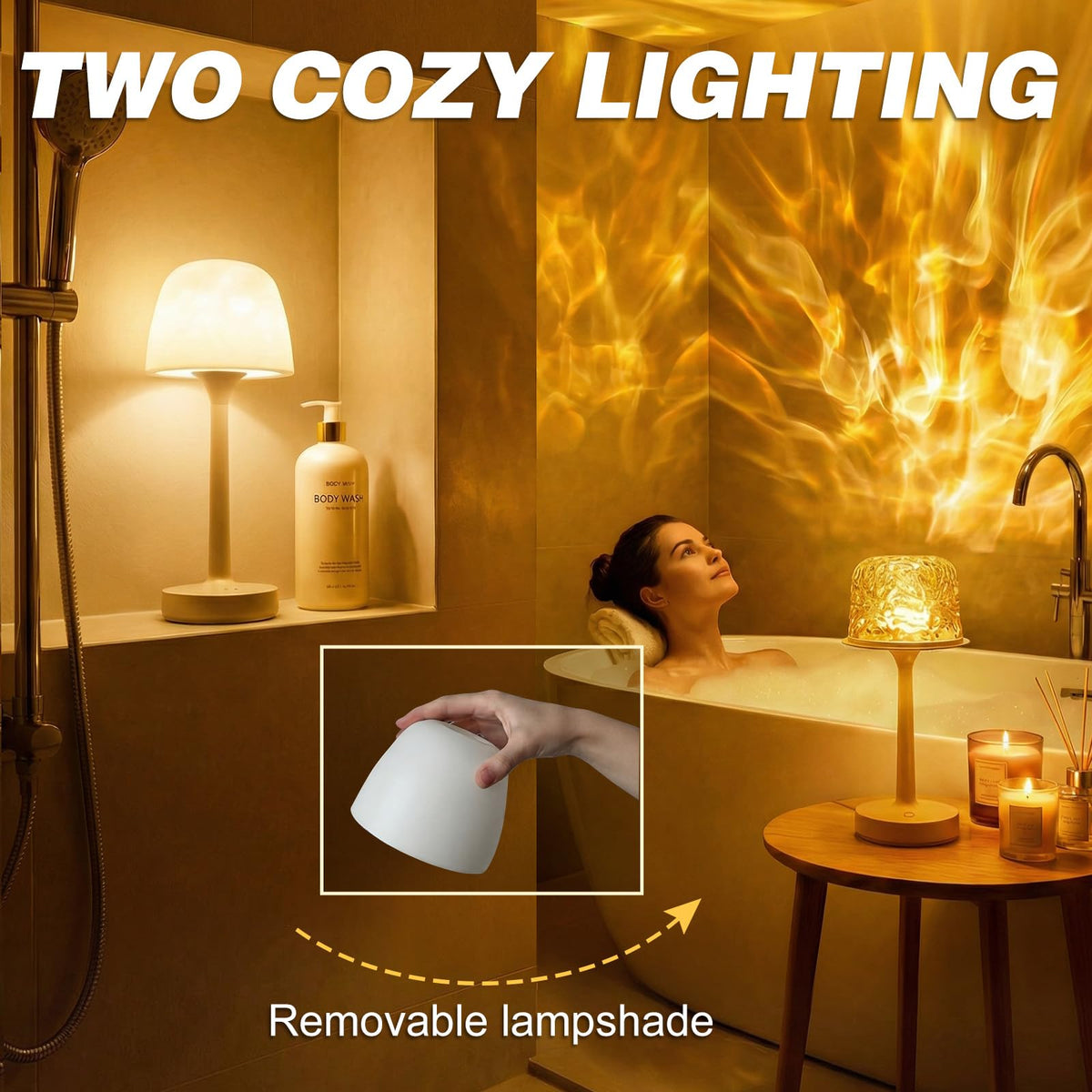 LamTrancail Shower Lamp USB charging for quick, convenient power.