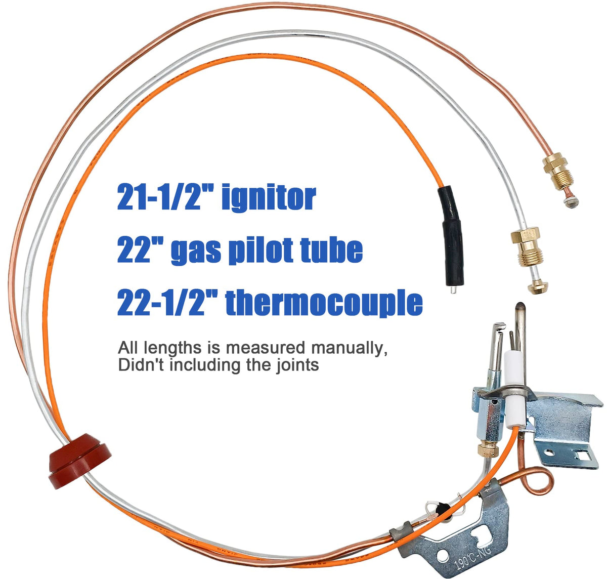 Lamudo gas pilot tube and thermocouple layout supports precise alignment for consistent lighting.