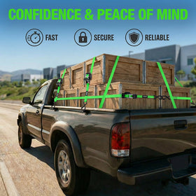 Lamwerol green straps blend with gear while indicating secure tie-downs.