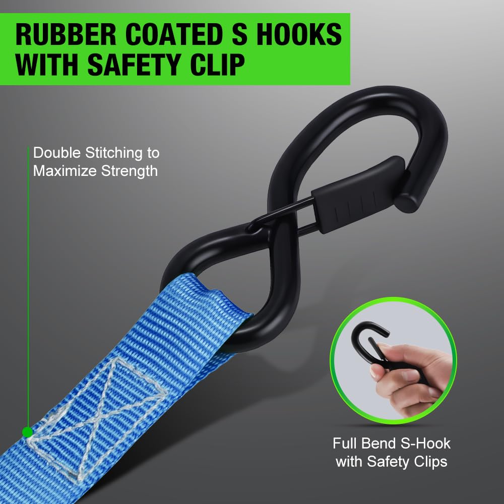 Lamwerol safety clips on S-hooks prevent detachment during transit.