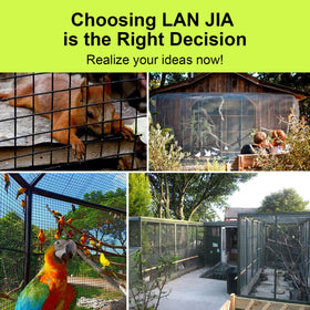 LAN JIA chicken coop net for walls and roof coverage.
