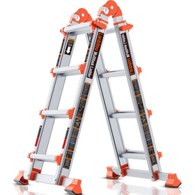 LANBITOU Ladder extended A-frame for stable reach and easy setup.