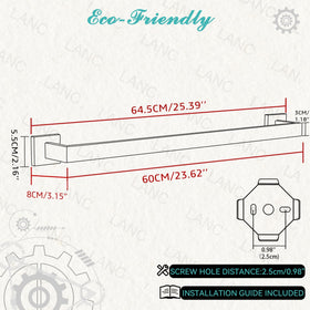 LANC square towel hanger mounted on wall, space-saving for organized bathrooms.