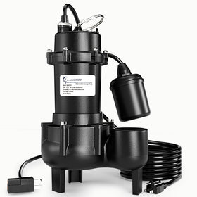 Lanchez 1HP sewage pump exterior view highlights rugged housing for basement dewatering.