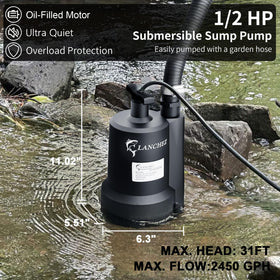 LANCHEZ sump pump with thermoplastic body resists wear