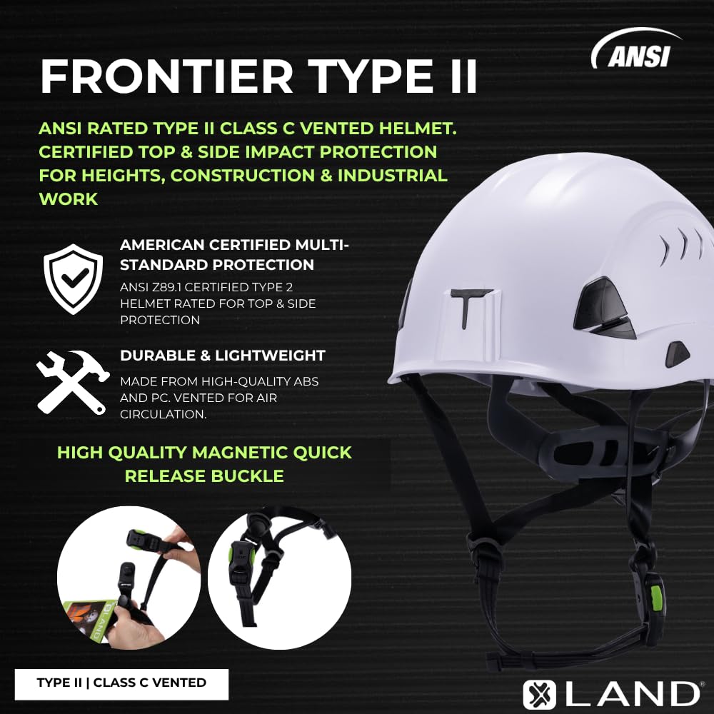 LAND Frontier magnetic quick-release chin strap for fast secure adjustments.