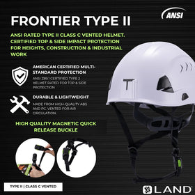 LAND Frontier magnetic quick-release chin strap for fast secure adjustments.