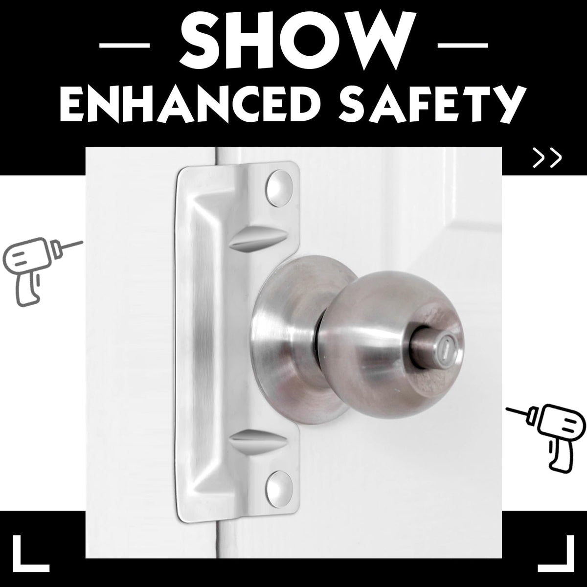 Landhoow door safety plate on frame illustrates easy installation concept