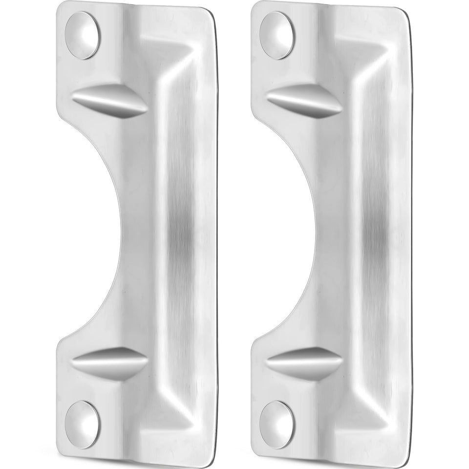 Landhoow latch guard plate close-up showing durable stainless steel construction for added security