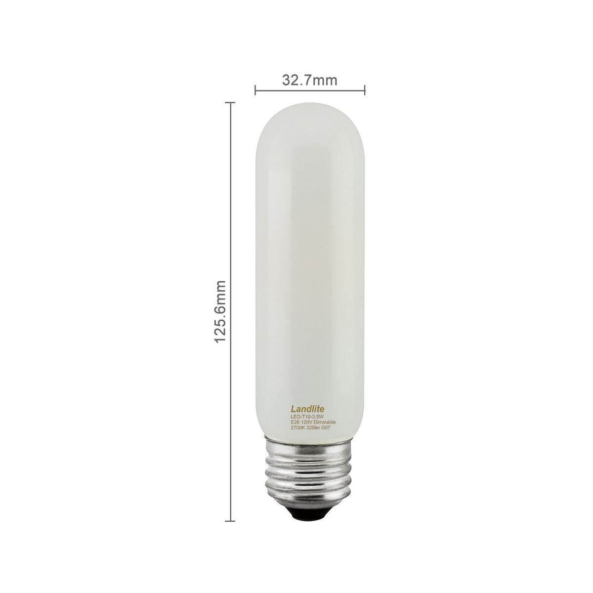 Landlite T10 frosted banker-light bulb with steady 450 lm brightness.