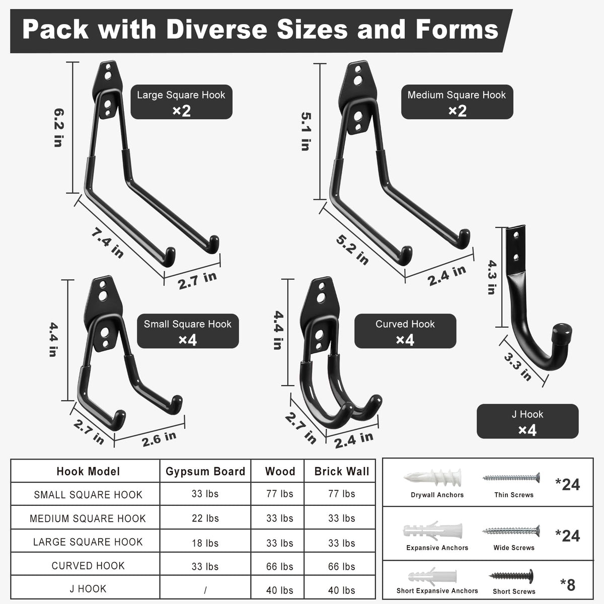 LANDNEOO heavy-duty wall mount hooks keep ladders and bikes secure.