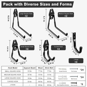 LANDNEOO heavy-duty wall mount hooks keep ladders and bikes secure.