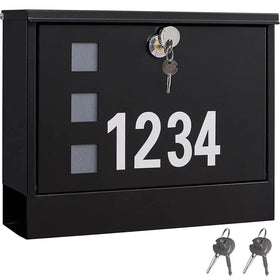 LAND·VOI locking mailbox wall-mounted front view showcases spacious interior for letters.