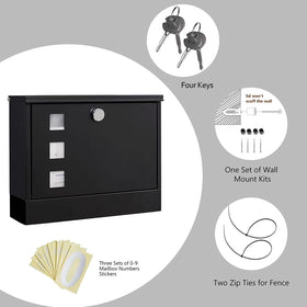 LAND·VOI mailbox wall-mounted side view highlights durable steel construction.