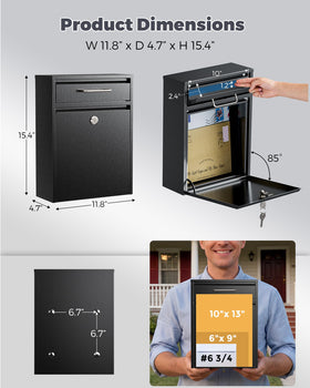 LAND·VOI weatherproof mailbox with drainage keeps mail dry.