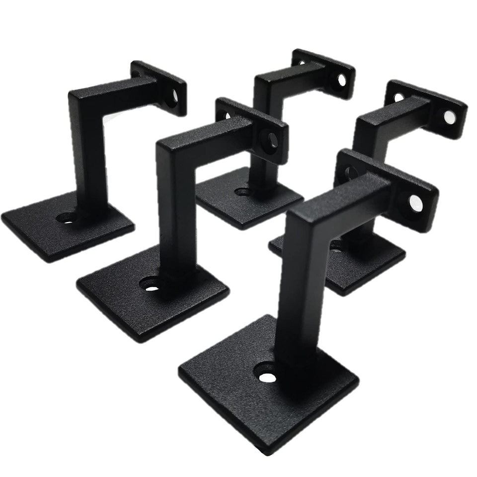 Langdoly square handrail bracket in textured black for sturdy stair rail mounting.