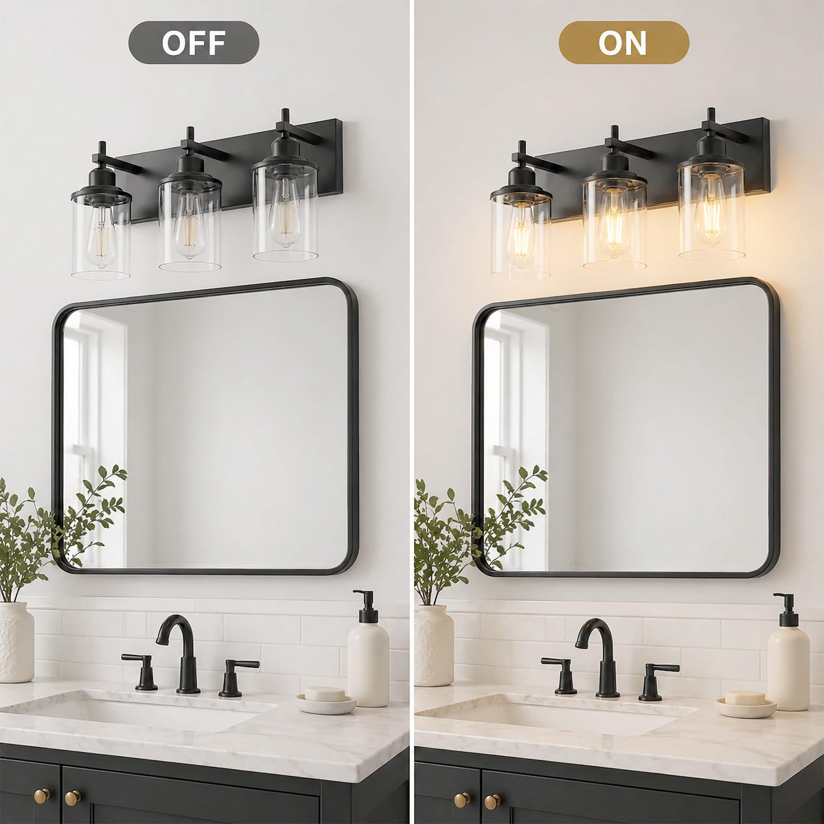 Lanhall clear glass shades provide bright, even illumination.