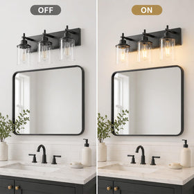 Lanhall clear glass shades provide bright, even illumination.