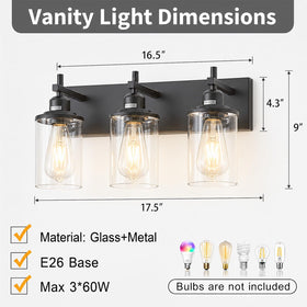 Lanhall dimmable bathroom fixture works with dimmable bulbs and switches.