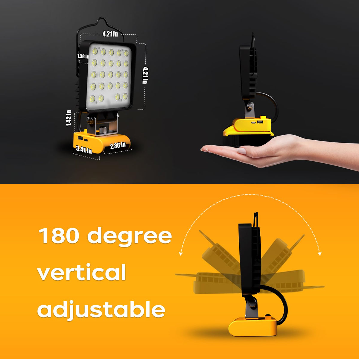 LANKA IP66 waterproof lamp head supports outdoor work in rain or dust.