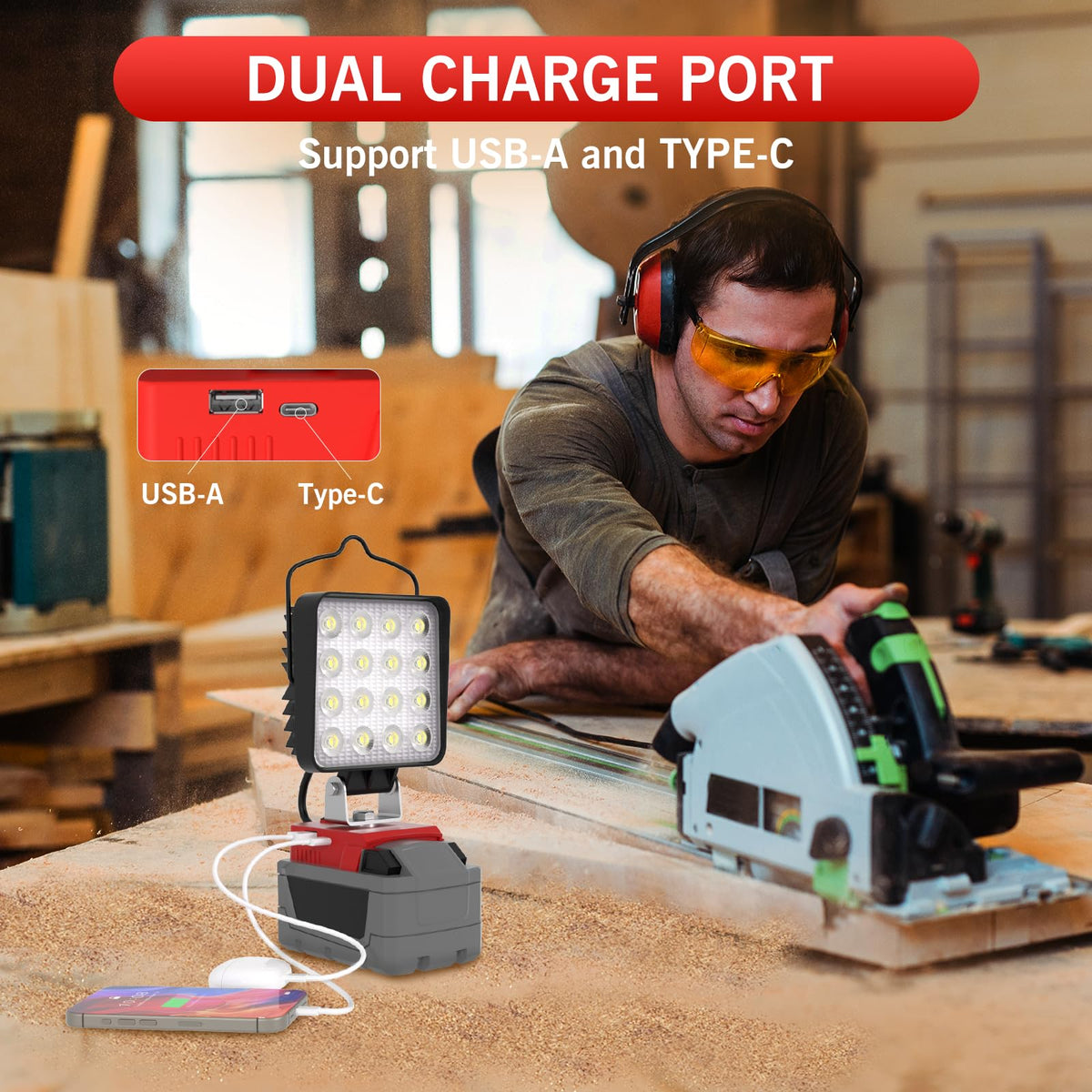 LANKA M18 work light back view with multi-layer heat dissipation design