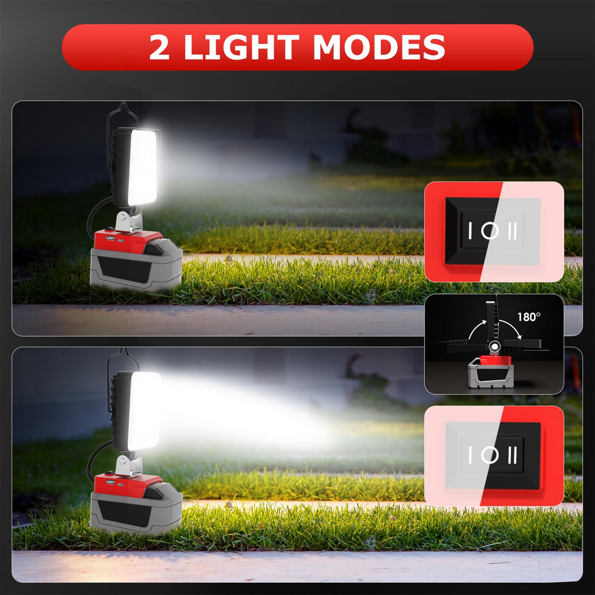 LANKA work light features USB-C charging port for powering devices while you work.
