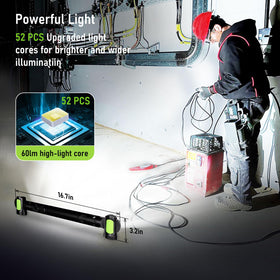 LANKA Work Light with magnetic hooks attaches to metal surfaces for hands-free illumination.