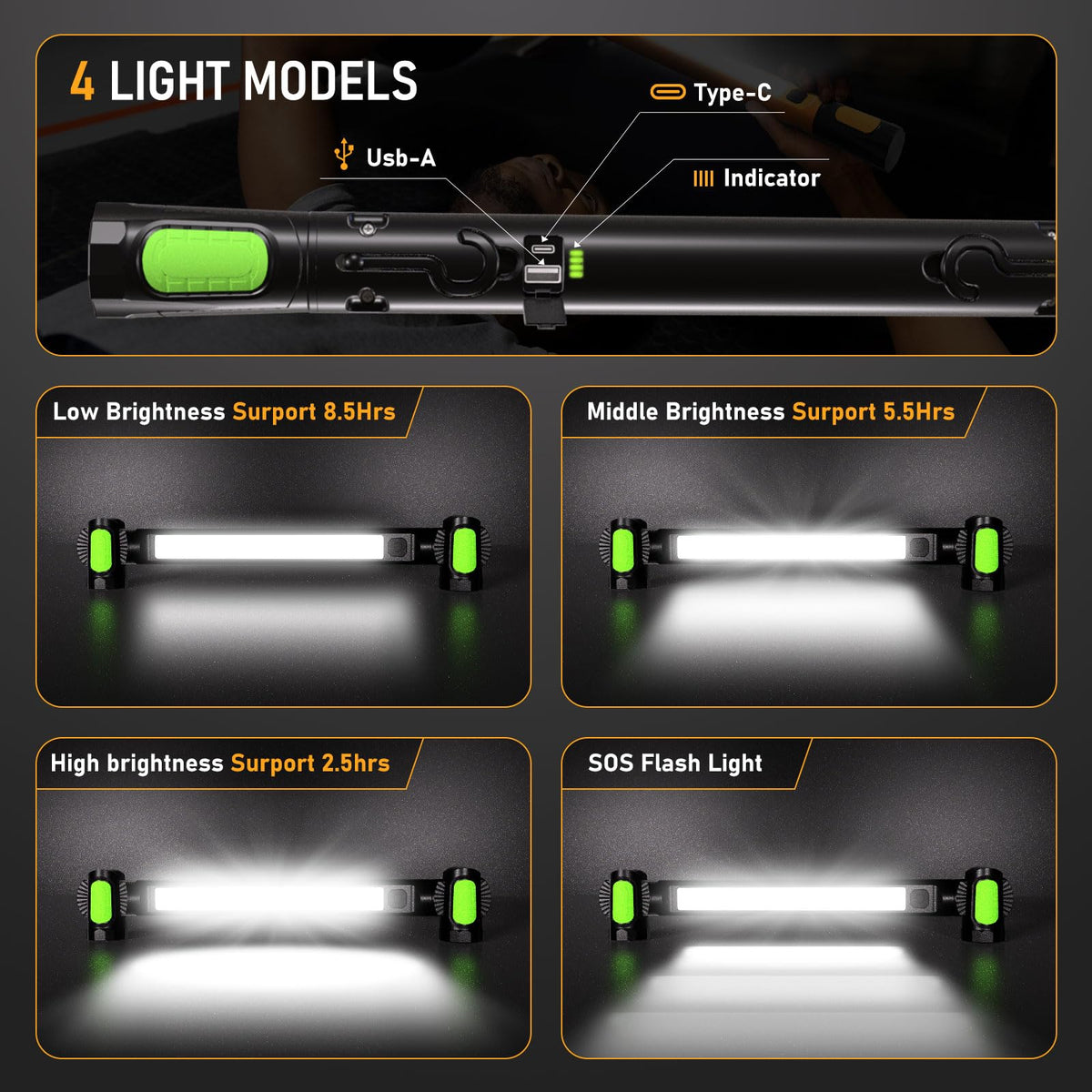 LANKA Work Light includes a USB power bank to charge devices.