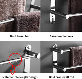 Lanliebao 3-bar arm towel rack for organized drying and storage.