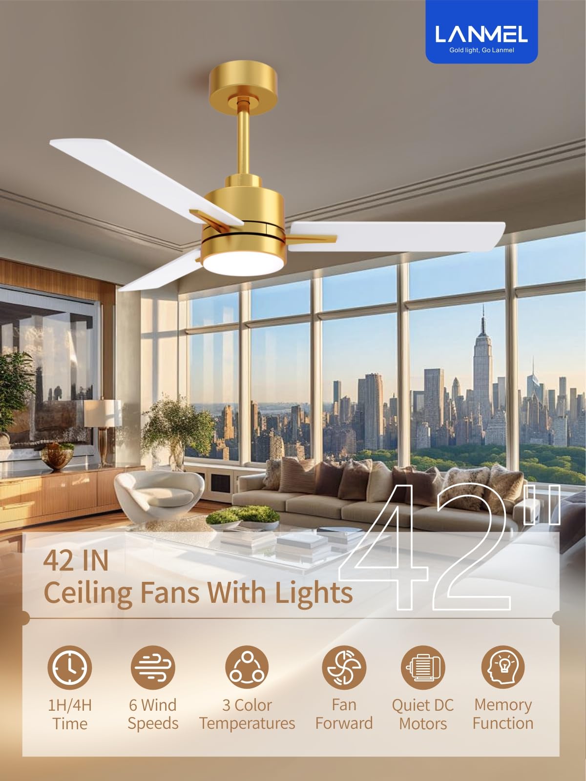 LANMEL LED color temperature 3000-6000K lets you customize ambience.