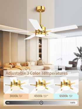 LANMEL low-profile gold ceiling fan fits modern ceilings