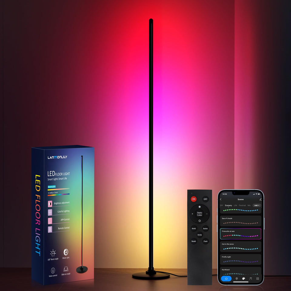 Lanmonlily LED floor lamp displays 16 million colors for mood-rich ambience