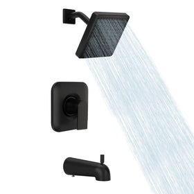 Lanmun Genta matte black shower trim front view for a sleek upgrade.
