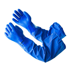 LANON 26-inch elbow-length PVC gloves provide full-arm protection for splashes.