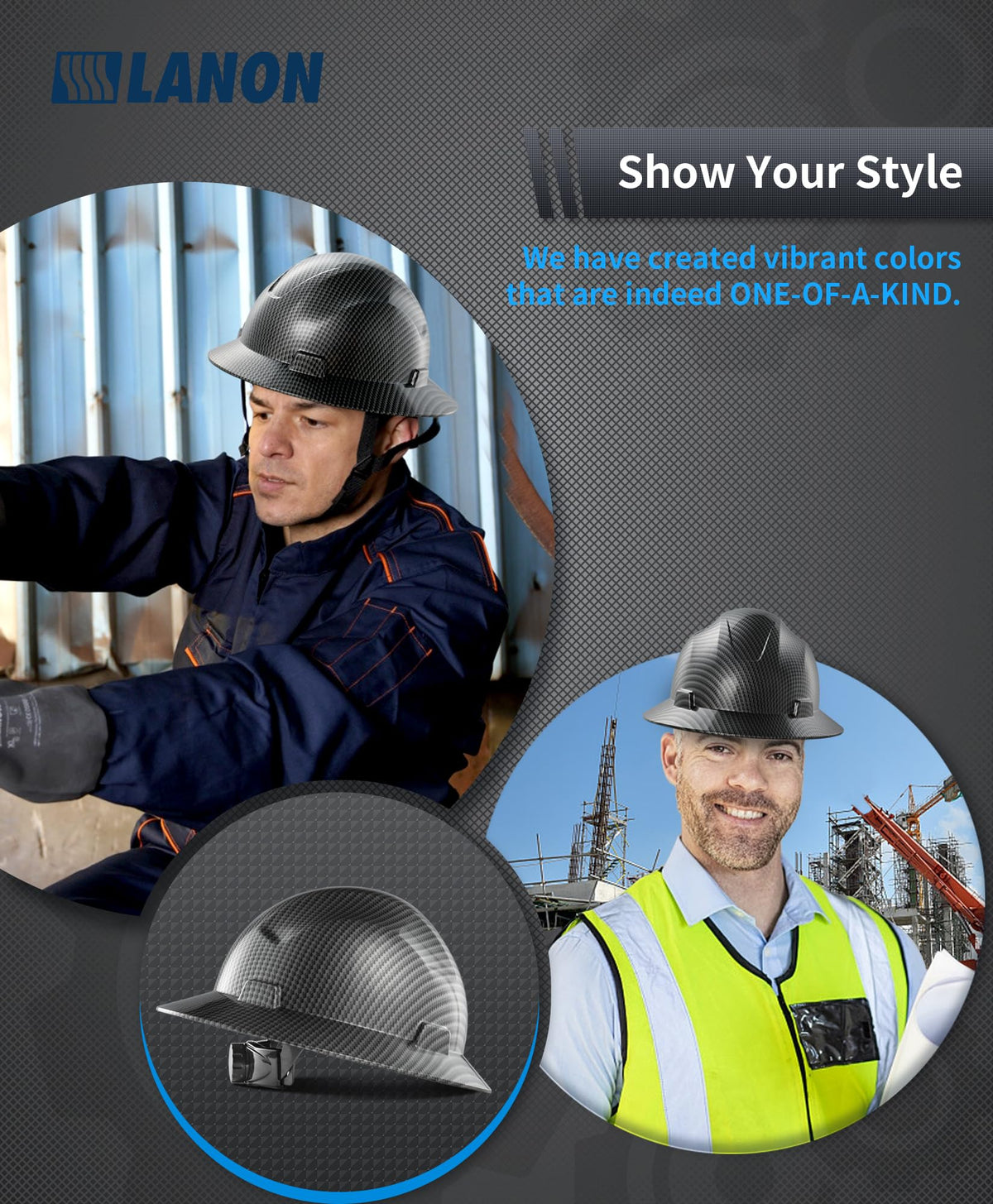 LANON Class C safety helmet designed for top impact protection.