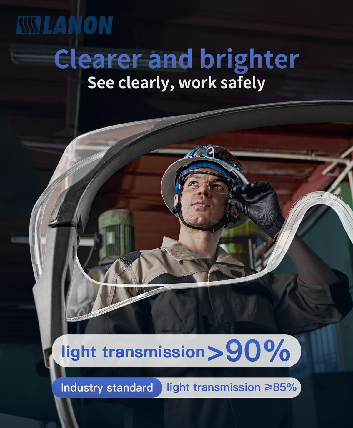 LANON high transmission lenses deliver brighter, wider field of view.