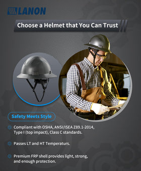 LANON OSHA construction approved hard hat meets industry standards on worksites.