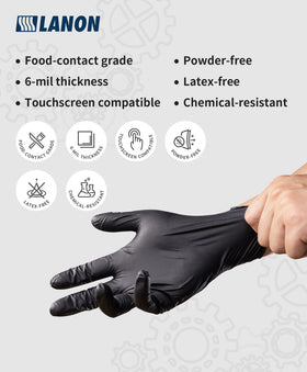 LANON Protection textured fingertips provide secure grip for wet or oily tasks.