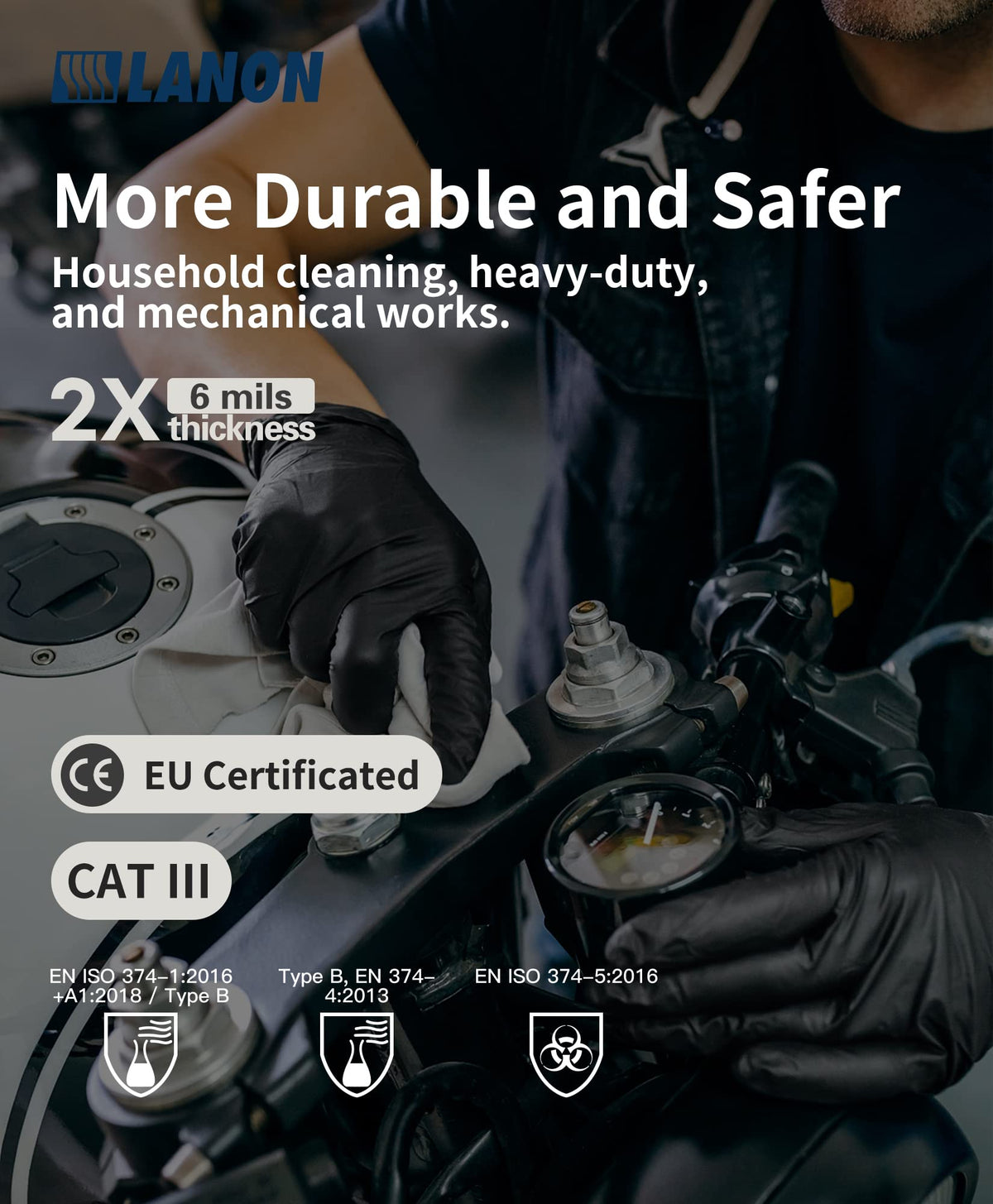 LANON Protection gloves worn on hand show comfortable, snug fit for precision work.