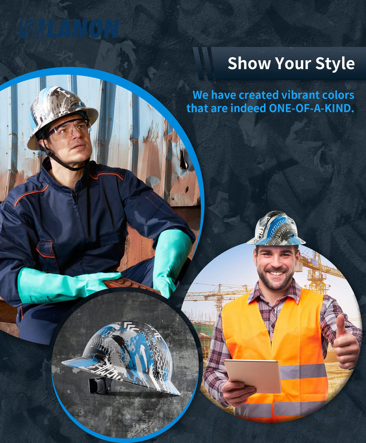 LANON Protection blue pattern design adds visibility and professional style on site