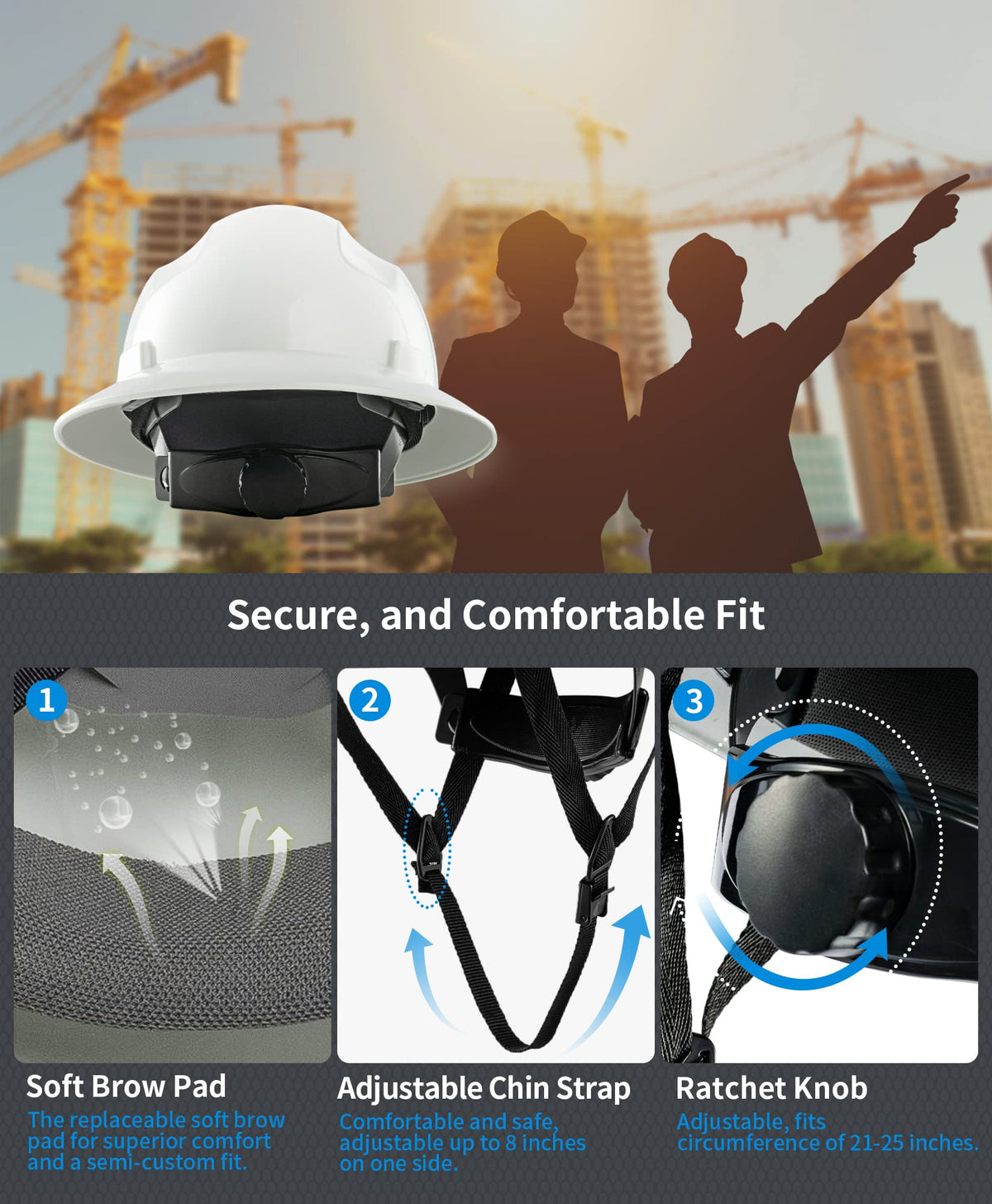 Chin strap and suspension on LANON Protection hard hat for secure wear.