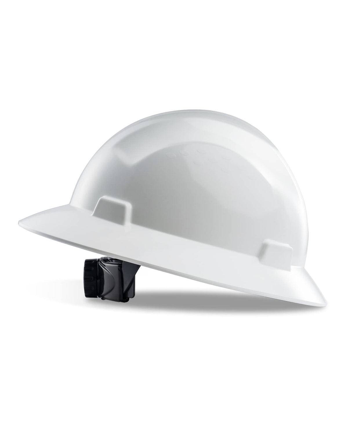 LANON Protection white full brim hard hat front view, lightweight safety for construction sites.