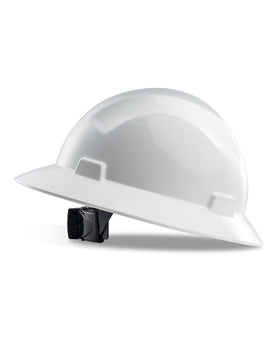 LANON Protection white full brim hard hat front view, lightweight safety for construction sites.