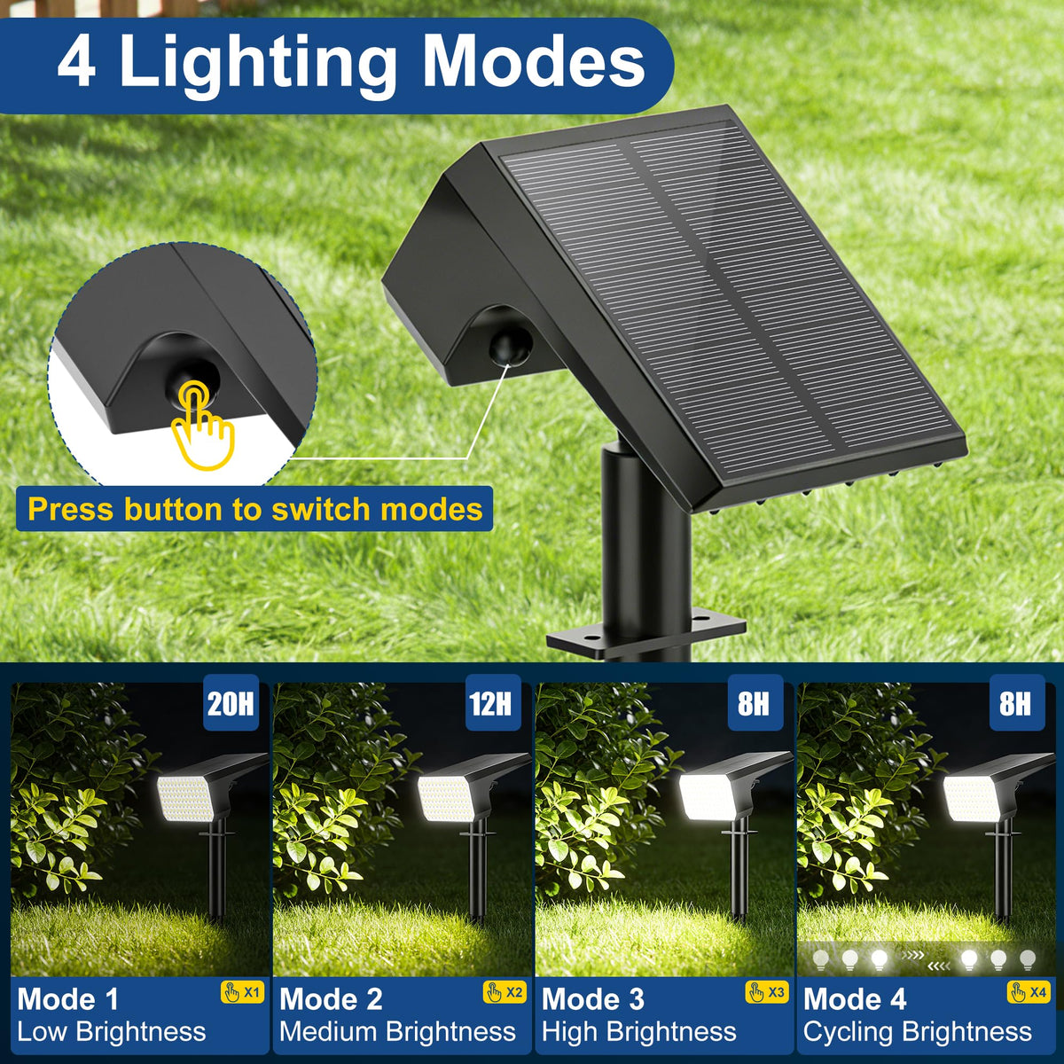 LANSOW wall-mount solar spot light on fence for easy lighting