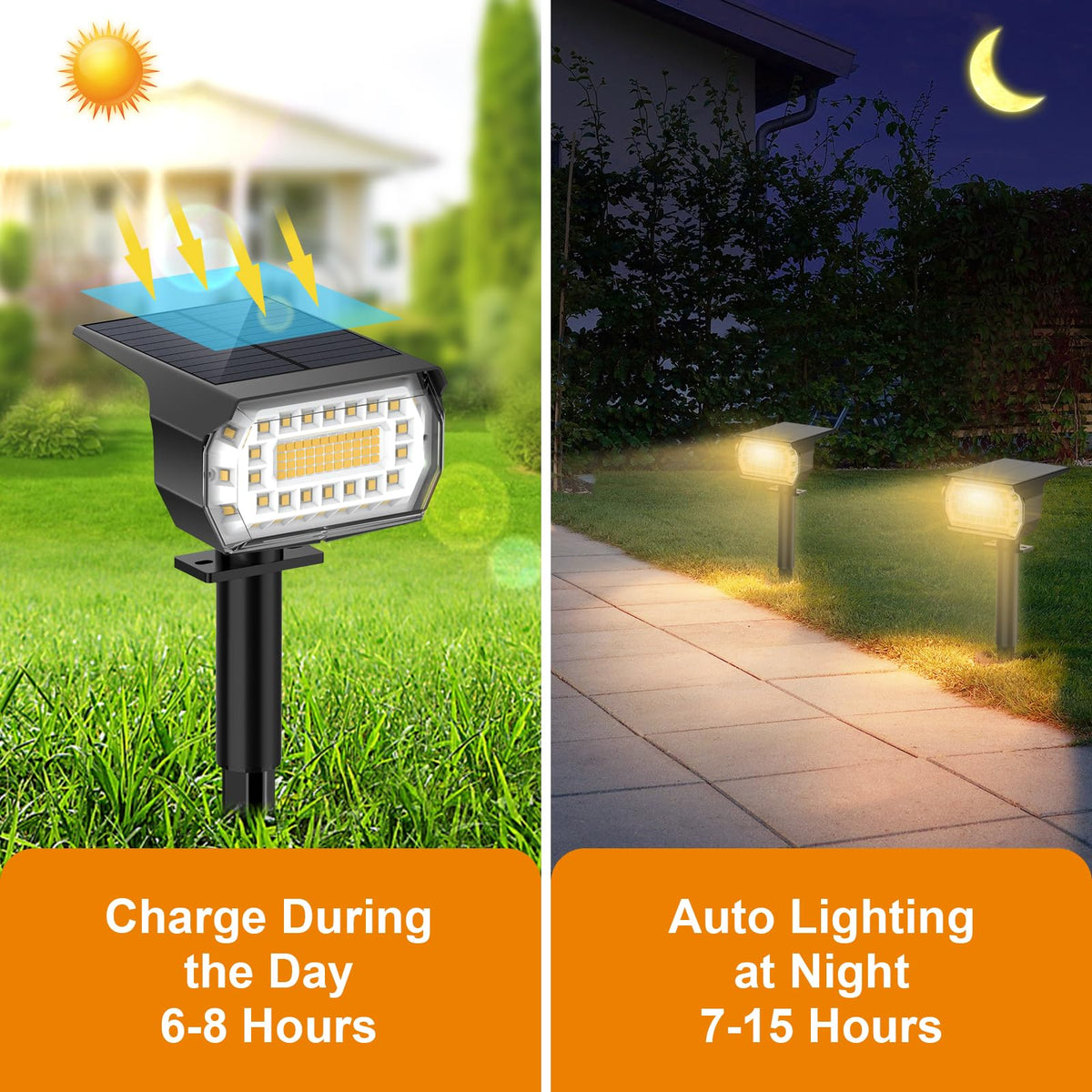 LANSOW warm white glow highlights garden features for evenings
