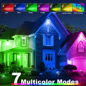 LANSOW solar spotlight seven modes offers color-cycle lighting options