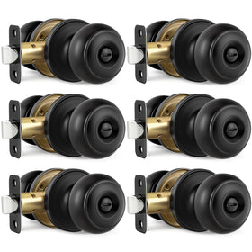 LANSTE black door knobs six-pack front view for modern bedroom privacy